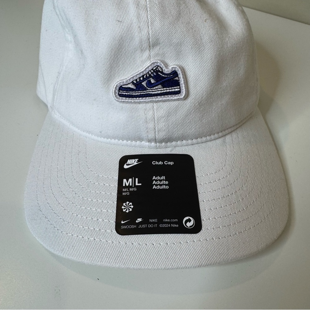 Nike Club Dunk Low Hat Adult Adjustable Unstructured Shoe Patch Logo White